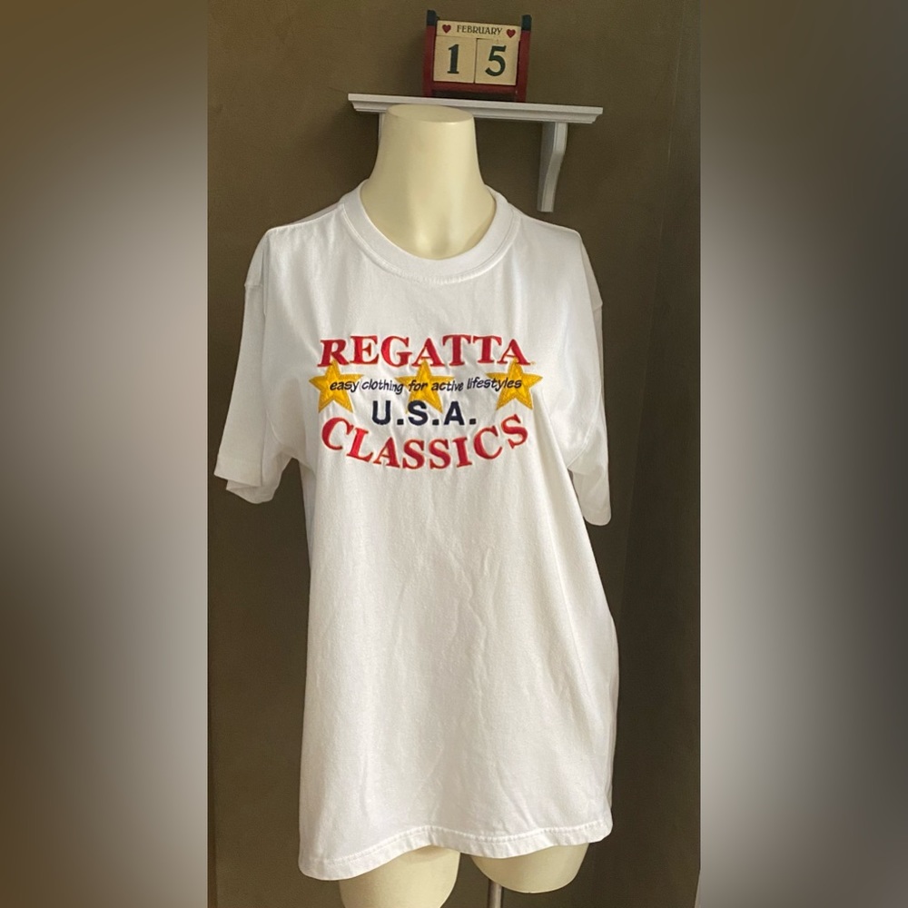 Vintage REGATTA SPORT Women’s Embroidered White T-shirt Size M